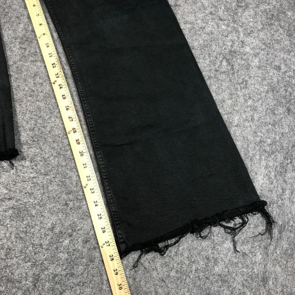 Zara Jeans Womens 4 Black Dark Wash High Rise Relaxed Wide Leg Raw Hem Denim - Picture 11 of 16